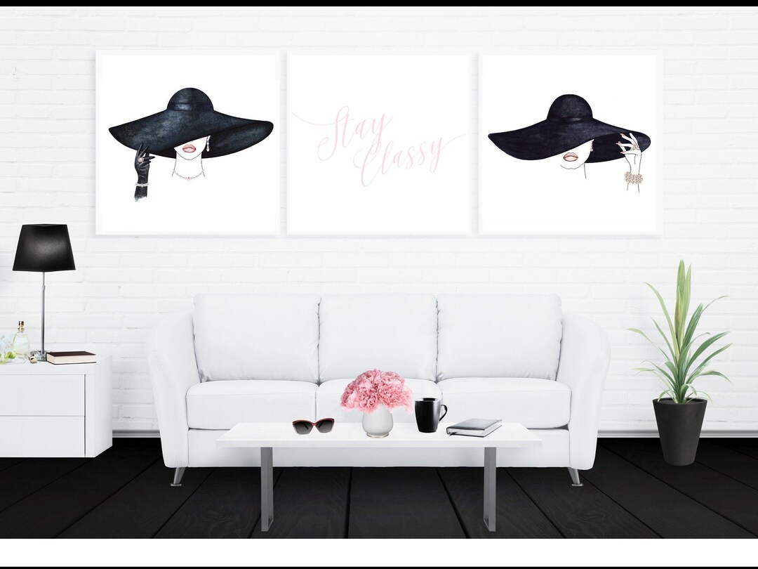 Stay Classy Wall Decor Set JPG Files Printable Art Woman Outline Wall