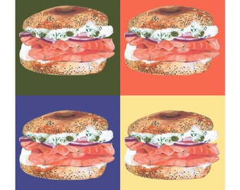 Lox and Cream Cheese Bagel Pop Art