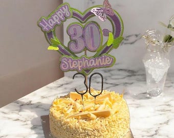 Personalised 30th Birthday Cake Topper – Custom Colours Available