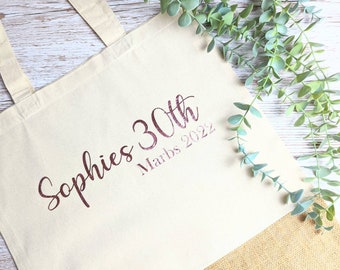 Personalised Luxury Jute Tote Bag, Personalised gift, Shopping, holiday bag, Canvas Bag, Tote bag, bride gift, hen do bag, honeymoon , 30th