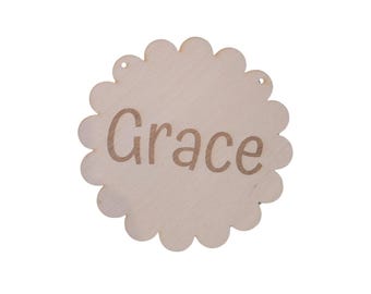 Personalised engraved wooden scallop circle hanger | multiple sizes available| hamper | wall decor | gift | keepsake | hanging gift | quote