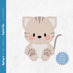 Pdf Appliqué Pattern - Scrap Fabrics Sewing - Freehand Quilt Appliqué - Raw Edge Fusible Appliqué - Cat - Letter/A4