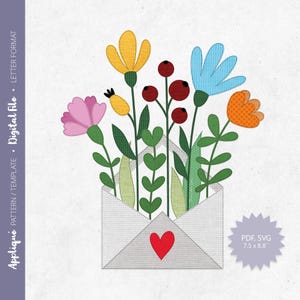 Digital Appliqué Pattern - Scrap Fabrics Sewing - Pdf Quilt Appliqué - Raw Edge Fusible Appliqué - Blossoming Letter - Letter/A4