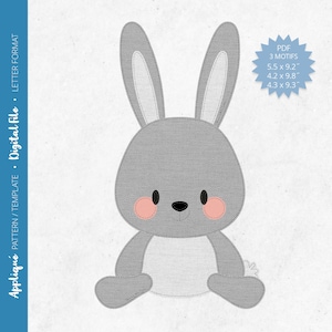 Pdf Appliqué Pattern - Scrap Fabrics Sewing - Freehand Quilt Appliqué - Raw Edge Fusible Appliqué - Rabbit - Letter/A4