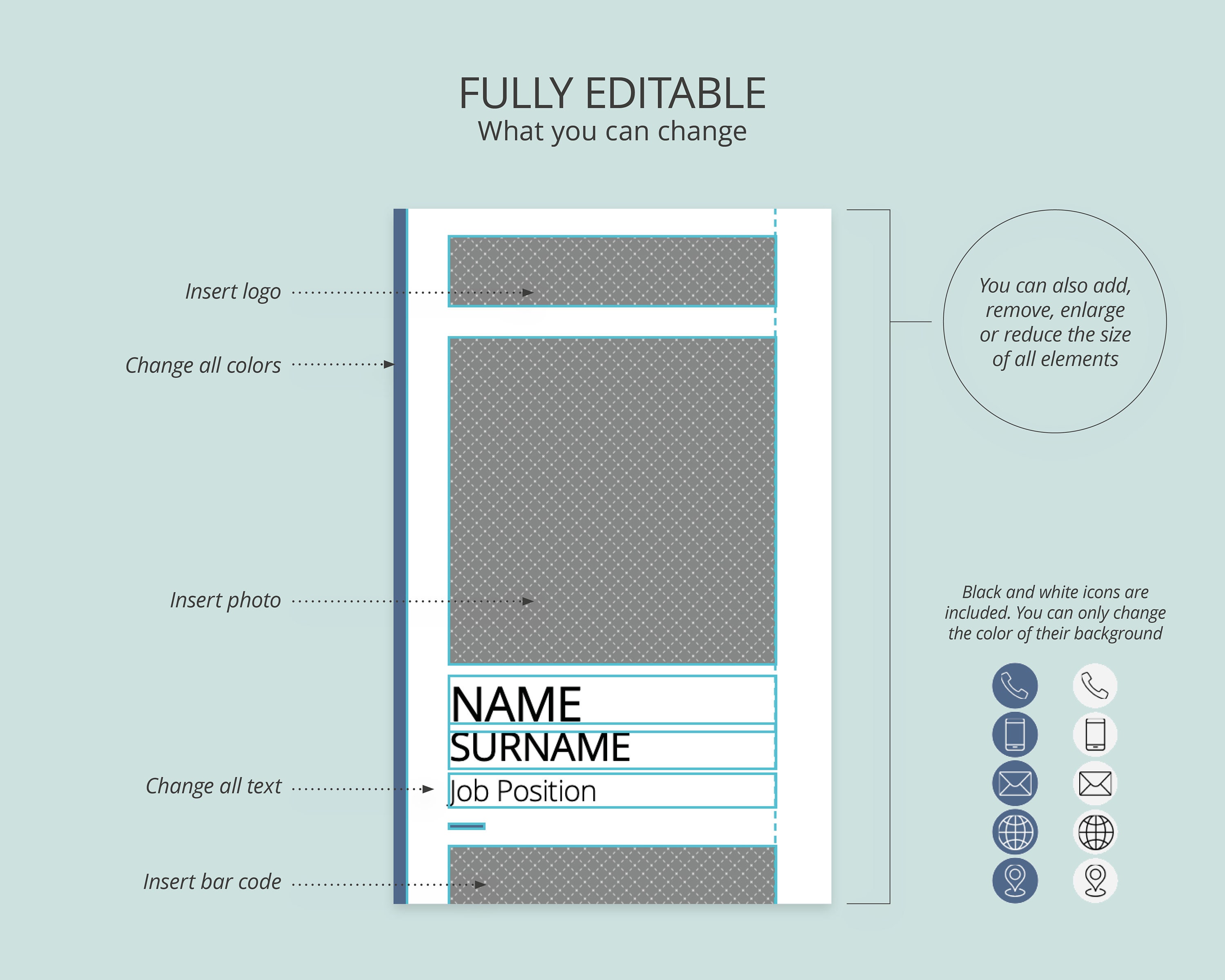 Editable Photo ID Card Template Printable ID Badge Canva - Etsy