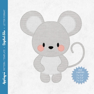 Pdf Appliqué Pattern - Scrap Fabrics Sewing - Freehand Quilt Appliqué - Raw Edge Fusible Appliqué - Mouse - Letter/A4