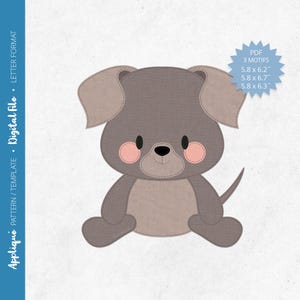 Pdf Appliqué Pattern - Scrap Fabrics Sewing - Freehand Quilt Appliqué - Raw Edge Fusible Appliqué - Dog - Letter/A4