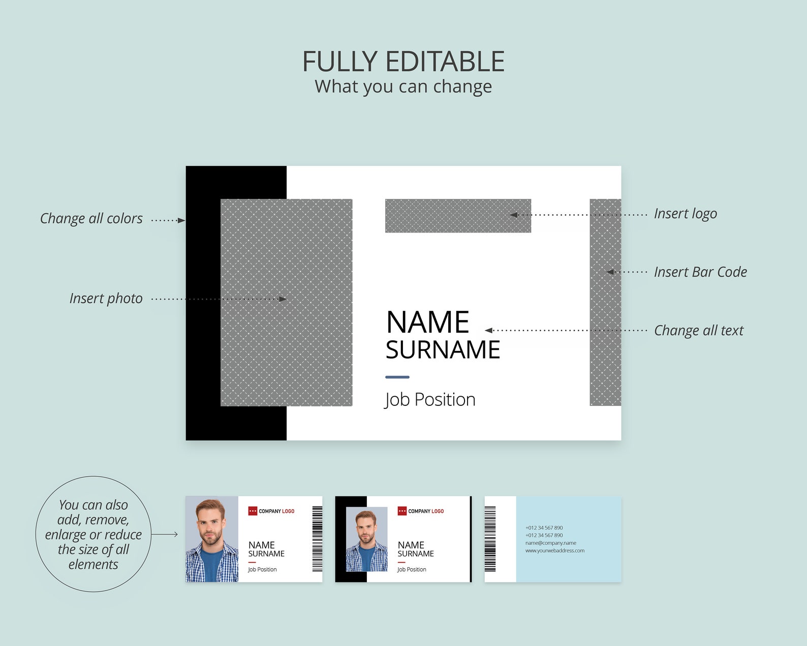 Editable Photo ID Card Template Printable ID Badge Canva Etsy Canada