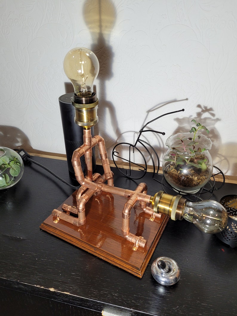 Copper Pipe Table Desk Lamp Man Cave Dorm Room Gift Etsy UK