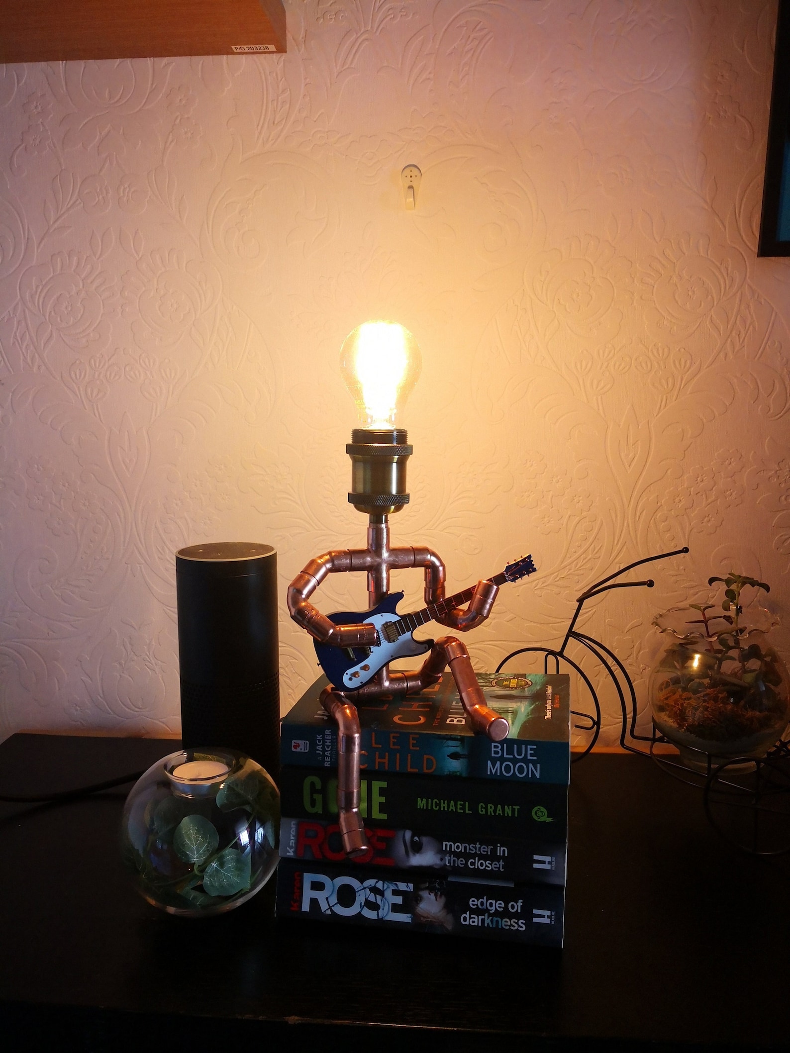 Copper Pipe Guitar Man Table Lamp - Etsy UK