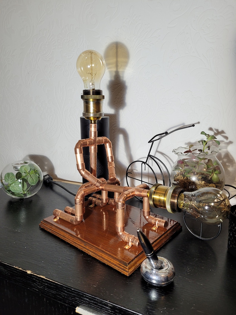 Copper Pipe Table Desk Lamp Man Cave Dorm Room Gift Etsy UK