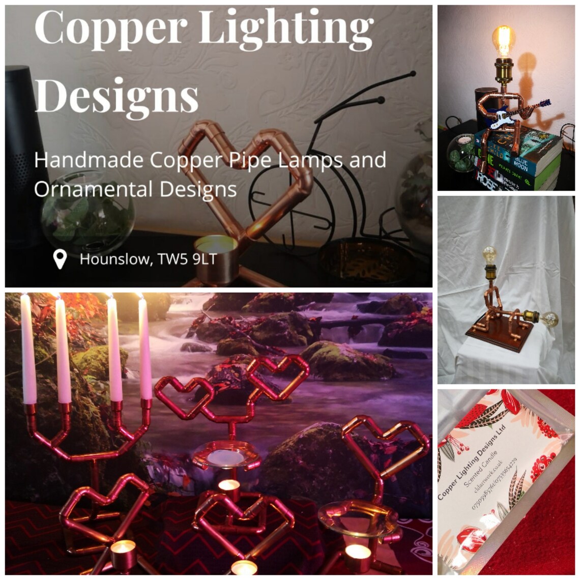 Copper Pipe Guitar Man Table Lamp - Etsy UK