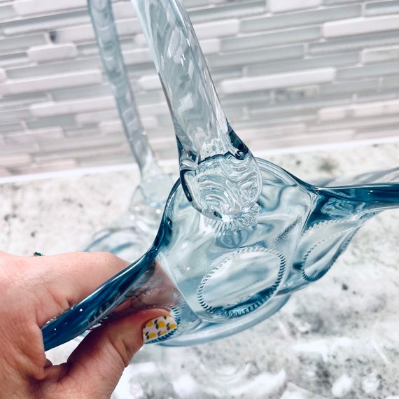 Vintage 1940s Fenton Priscilla Salem Blue Glass Basket - Etsy