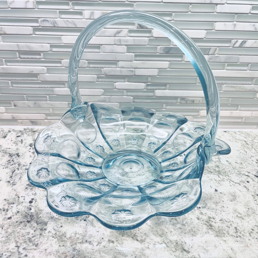 Vintage 1940s Fenton Priscilla Salem Blue Glass Basket - Etsy
