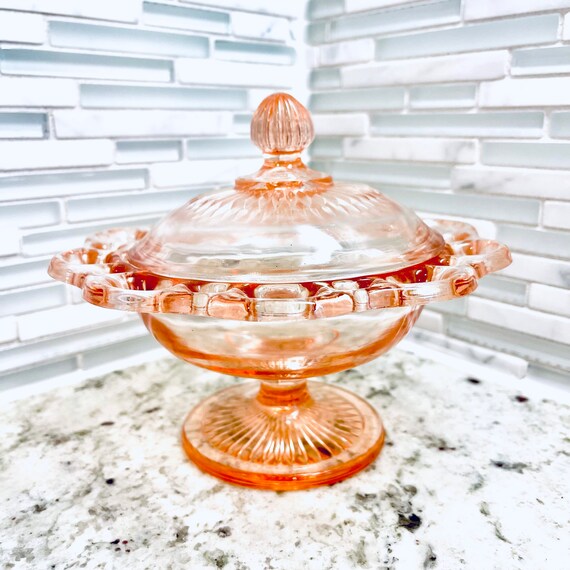 Stunning Pink Depression Glass old Colony Lidded Dish Etsy