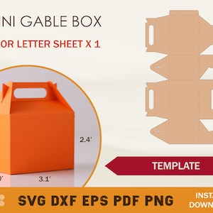 Mini Gable Box SVG,  Mini Gable Box Template, Box Template, Box Template SVG, Party Favor Box