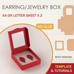 Earring Box SVG Template, Box with Window, Cricut Cut Files, Silhouette Cut Files