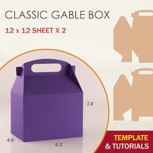 Gable Box SVG Template, Box with Handle Template, Favor Box Template, Cricut Cut Files, Sihouette Cut Files