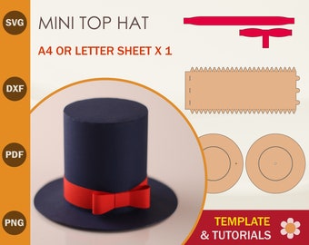 Mini Top Hat SVG Template: Paper Cylinder Hat (Digital Download)