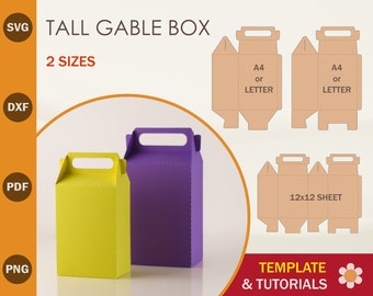 Tall Gable Box SVG Template, Gift Box SVG, Favor Box SVG, Cricut Cut Files, Sihouette Cut Files