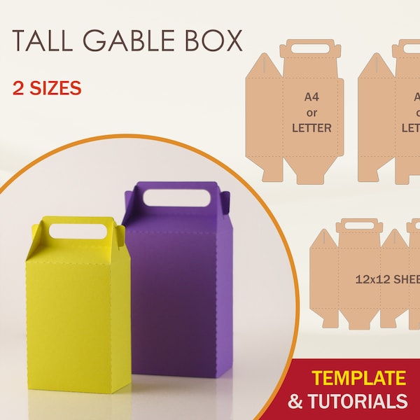 Tall Gable Box SVG Template, Gift Box SVG, Favor Box SVG, Cricut Cut Files, Sihouette Cut Files