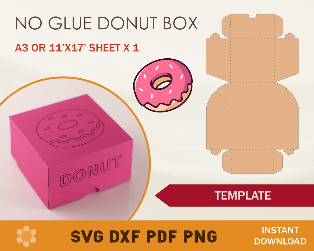 Donut Box SVG Template Donut Holder Template Cricut Cut Etsy