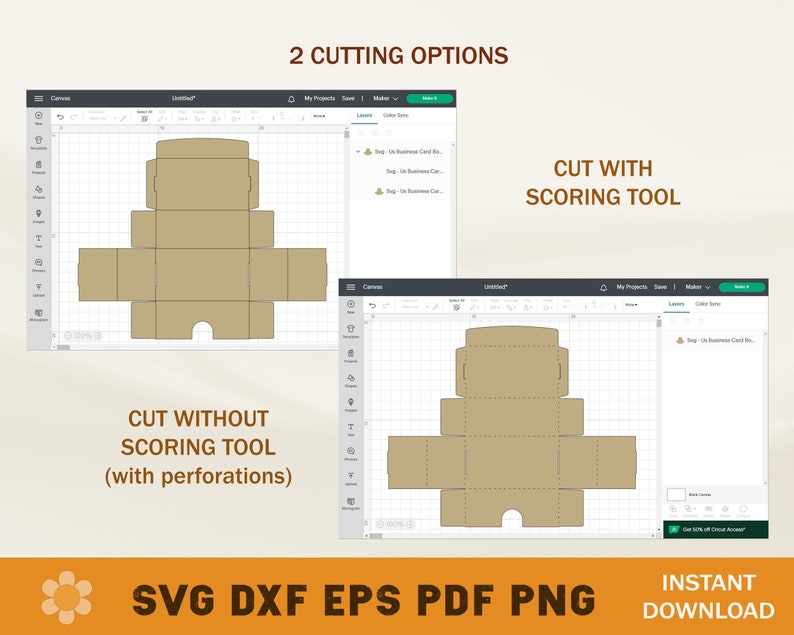 US Business Card Box Template Business Card Box SVG Business Etsy