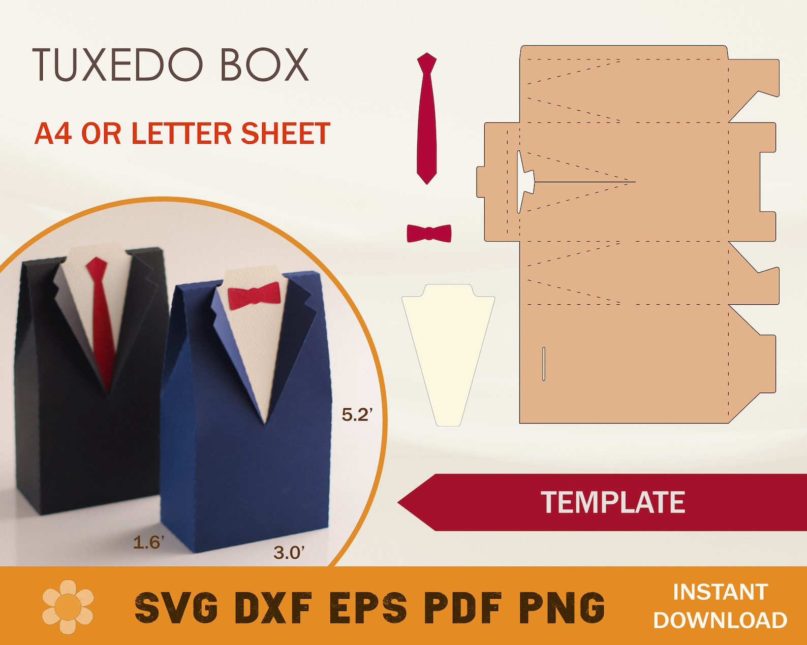 Tuxedo Box SVG Template Wedding Favor Box Suit Box SVG - Etsy