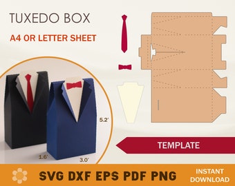 Smoking Box SVG-sjabloon: trouwbedankje, kostuumdoos (digitale download)