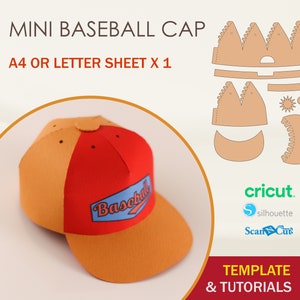 Modello SVG berretto da baseball, modello cappello di carta, file di taglio Cricut, file di taglio Silhouette