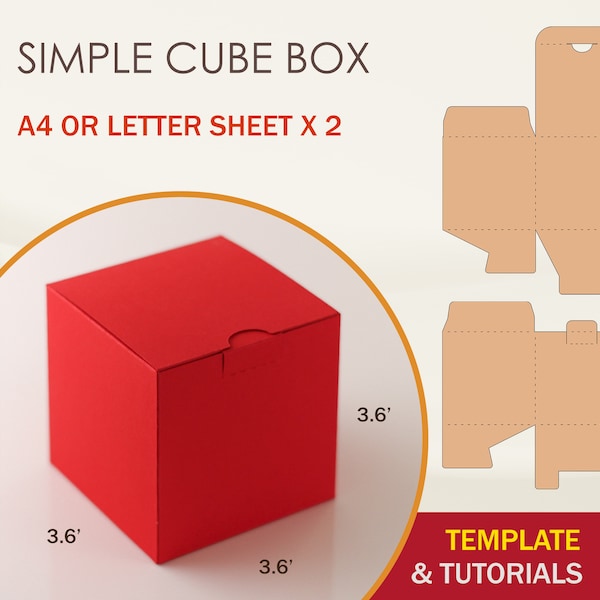 Cube Box SVG Template, Square Box Template, Gift Box, Cricut Cut Files, Silhouette Cut Files