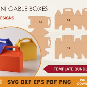 Mini Gable Box Template Bundle: SVG, Cricut, Silhouette Cut Files