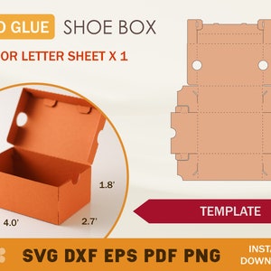 Kleine Schuhkarton SVG Vorlage, ohne Kleber Box, Schuhkarton SVG, Sneaker Box SVG, Cricut Cut Dateien, Sihouette Cut Dateien