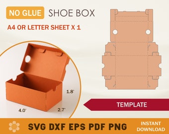 Small Shoe Box SVG Template: No Glue Sneaker Box, Cricut & Silhouette Cut Files