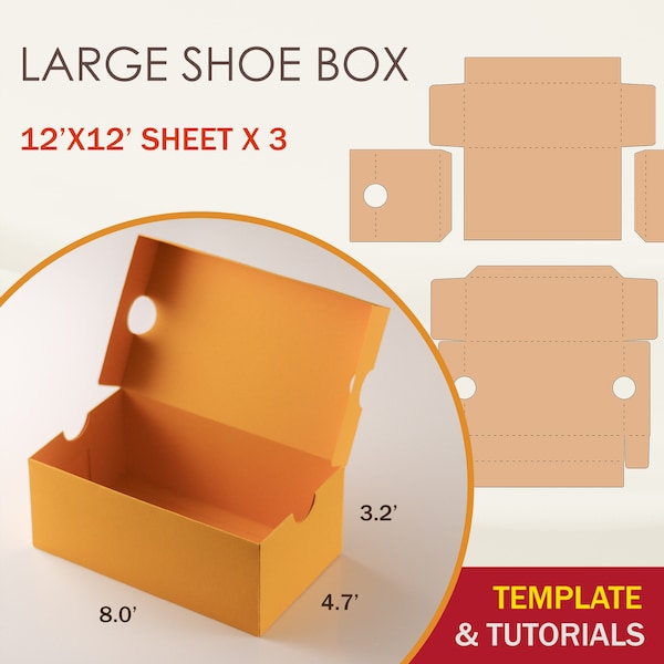 Shoe Box SVG Template, Large Shoe Box, Sneaker Box Template, Box SVG, Cricut Cut Files, Silhouette Cut Files