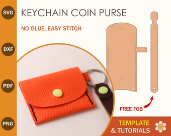Keychain Coin Purse SVG Template: Faux Leather Key Fob (Digital Download)