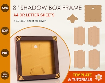 8x8 Shadow Box Frame SVG Template, DIY Papercraft (Digital Download)