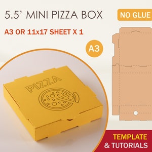Plantilla SVG de caja de pizza en miniatura 5.5, plantilla de caja de galletas, caja de golosinas, archivos de corte Cricut, archivos de corte Silhouette, archivos de corte Brother