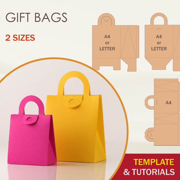 Bundle de modèle de sac cadeau, sac cadeau SVG, SVG de sac de faveur, fichiers de coupe Cricut, fichiers de coupe Sihouette