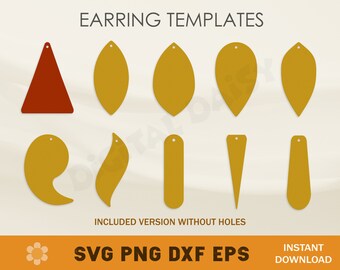 Plantilla SVG de aretes de cuero: 10 formas, con o sin agujeros (descarga digital)