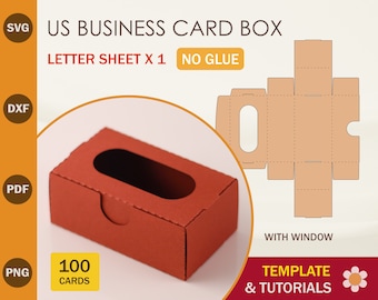 Business Card Box SVG Template with Window: Cricut & Silhouette Cut Files (Digital Download)