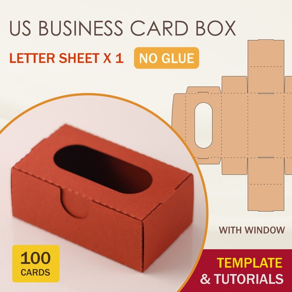 US Business Card Box SVG Template with Window, Business Card Holder, Name Card Box, Cricut Cut Files, Silhouette Cut Files
