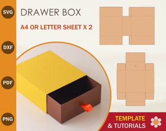 Drawer Box SVG Template, Slide Box Template, Jewellery Box Template, Cricut Cut Files, Silhouette Cut Files