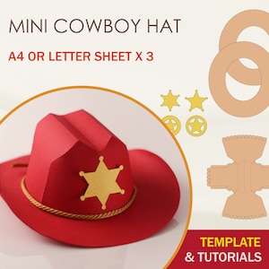 Plantilla SVG de sombrero de vaquero, plantilla de sombrero del oeste, sombrero de sheriff SVG, archivos de corte Cricut, archivos de corte Silhouette