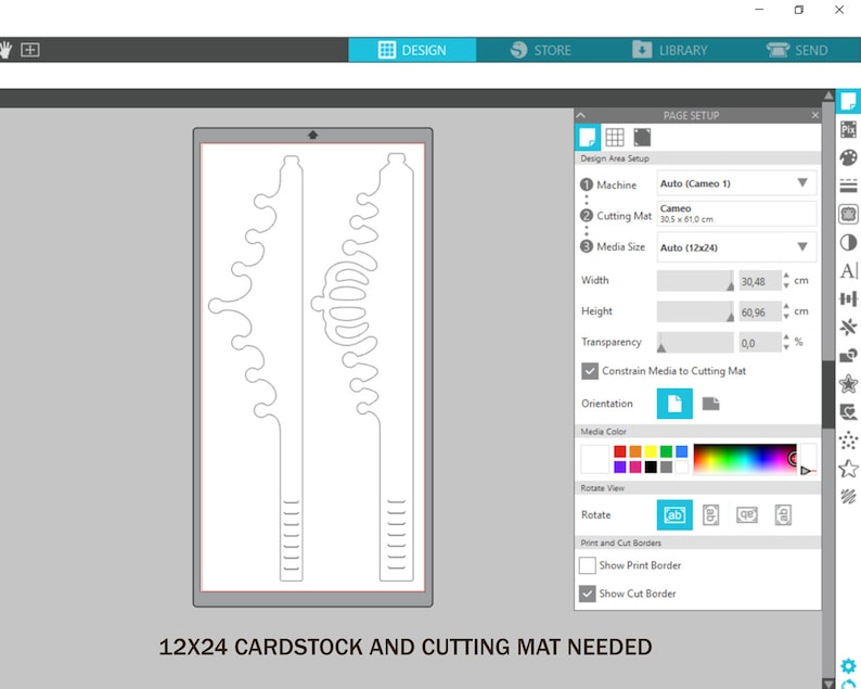 May include: A design for a crown, shown on a computer screen, with the text "12X24 CARDSTOCK AND CUTTING MAT NEEDED".