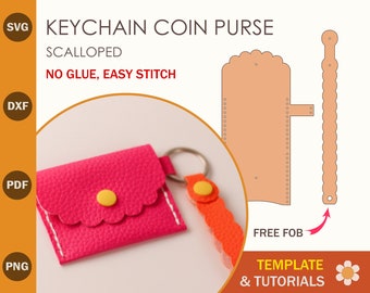 Scalloped Coin Purse SVG Template: Faux Leather Keychain (Digital Download)