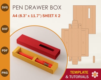 Pen Drawer Box Template: SVG, Cricut, Silhouette Cut Files (Digital Download)