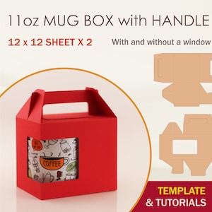 Molde de caixa de caneca de 11 oz com alça, caixa de caneca SVG, arquivos de corte Cricut, arquivos de corte Silhouette