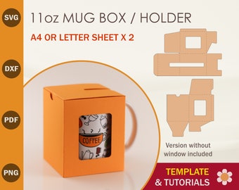 11oz Mug Box SVG Template: Cricut & Silhouette Cut Files (Digital Download)
