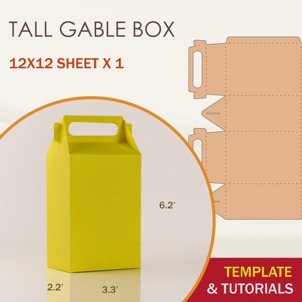 Tall Box SVG Template, Gable Box Template, Candy Box, Cricut Cut Files, Sihouette Cut Files